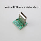 1PCS Data Charging Cable Jack Test Board with Pin Header 90 Degree Micro Mini USB Type C 2Pin USB 3.0 2.0 Female Male Connector