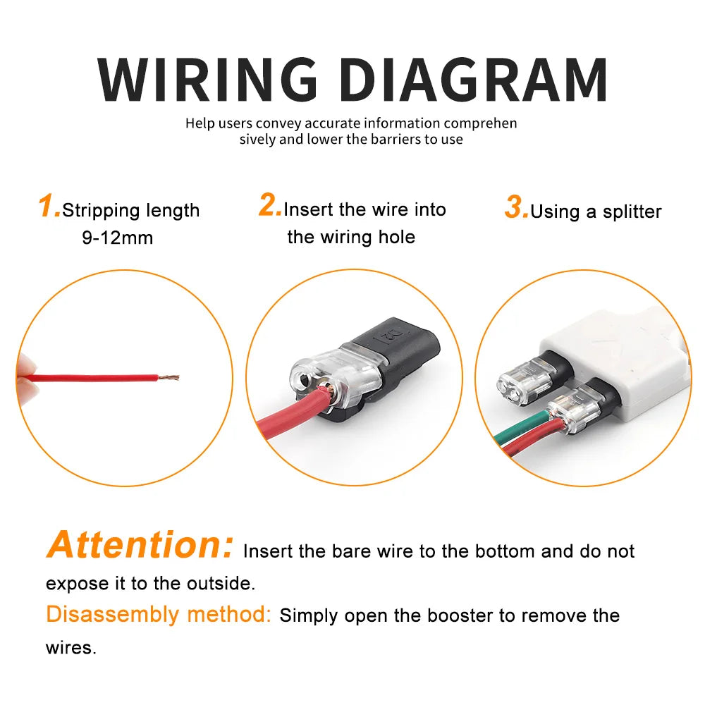 Wire Connector Set Splitter Box With Connector for Audio Auto Moto Lighting System 22-18AWG Led Strip Wire Cable Junction Box