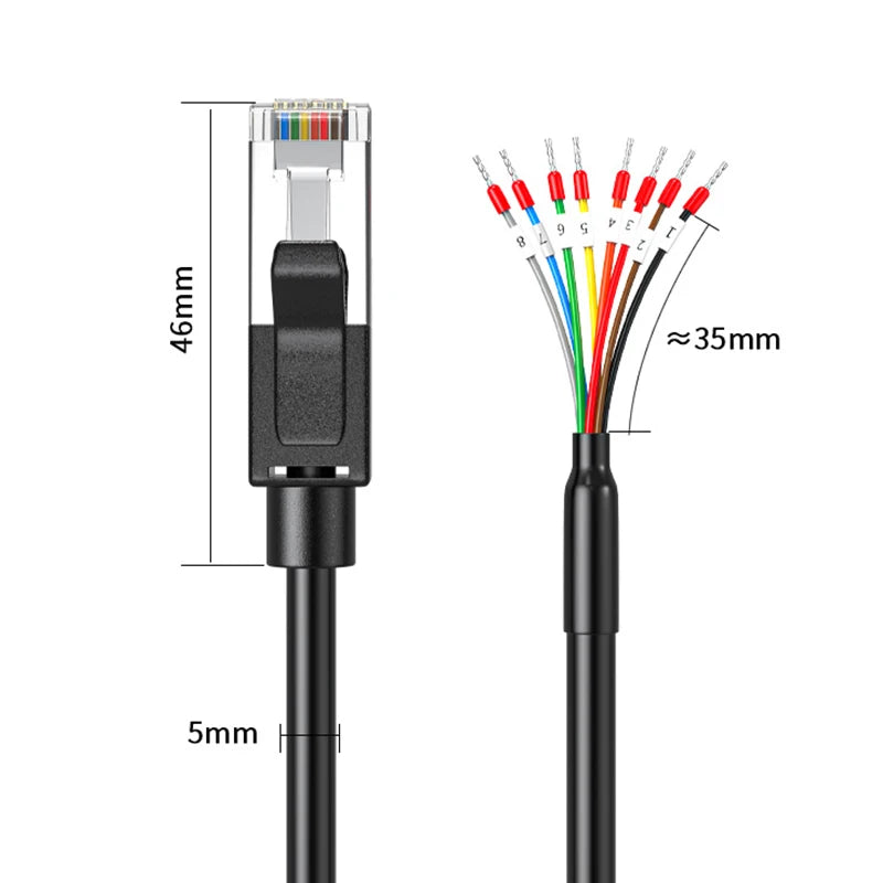 RJ45 to RS485/232 Terminal Block Cable Single Head 8P8C Switch Network Port Debugging Line PLC Serial Port Connection Wire