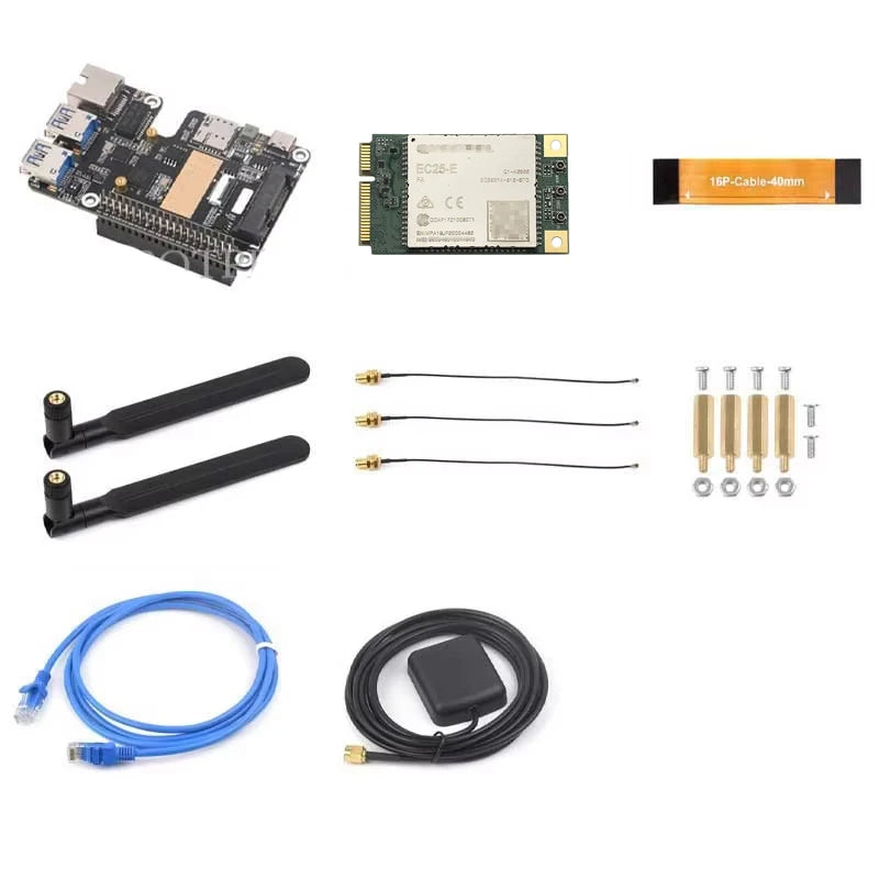 Raspberry Pi 5 PCIe to MiniPCIe 4G Gigabit Ethernet RJ45 USB HUB HAT With LTE Module SIM7600E SIM7600SA-H SIM7600G EC25-AUX EG25