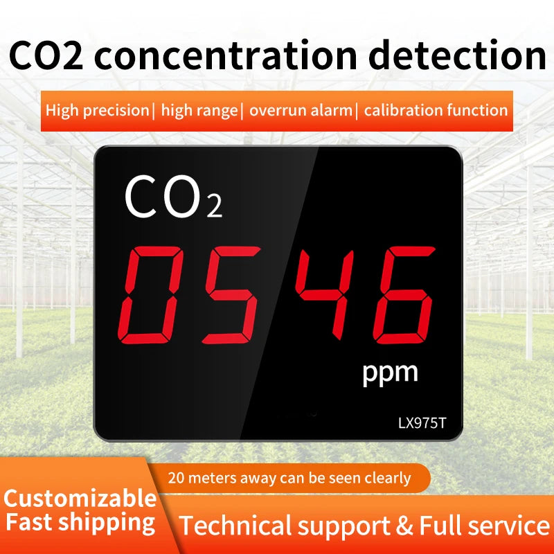 CO2 Carbon Dioxide Detector Sensor CO2 Monitor with Alarm NDIR Infrared Air Quality Meter Sensor Tester for Home Greenhouse
