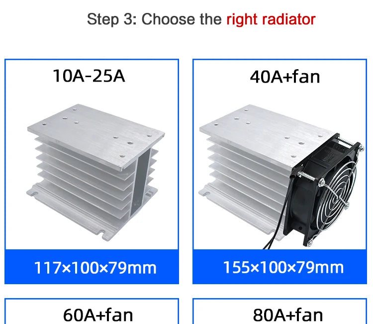 LCTC Three Phase Solid State Relay Forward and Reverse Control Relay DC Motor Stater 10A 25A 40A 60A 80A 10-30VDC 40-480VAC DA
