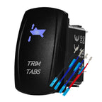 12V 24V Boat Trim Tabs Switch (ON)-OFF-(ON) Momentary Rocker Switch Waterproof Blue Light ON-OFF Toggle Switch With Harness
