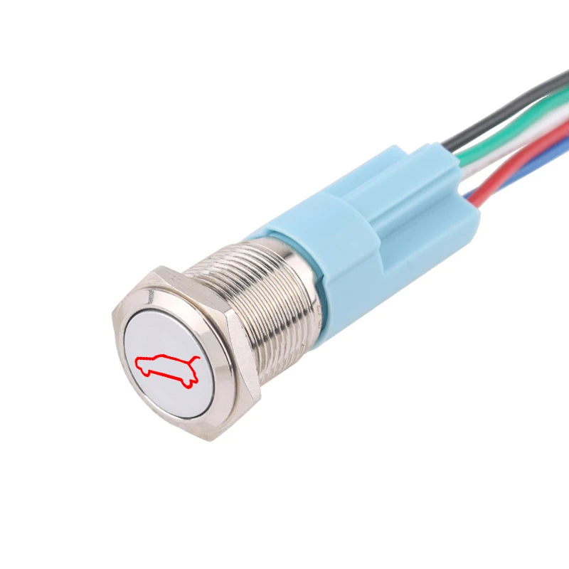 1pc 16mm/19mm Metal push button Switches for car trunk Momentary/latching 12V base 1NO 1NC with sockets