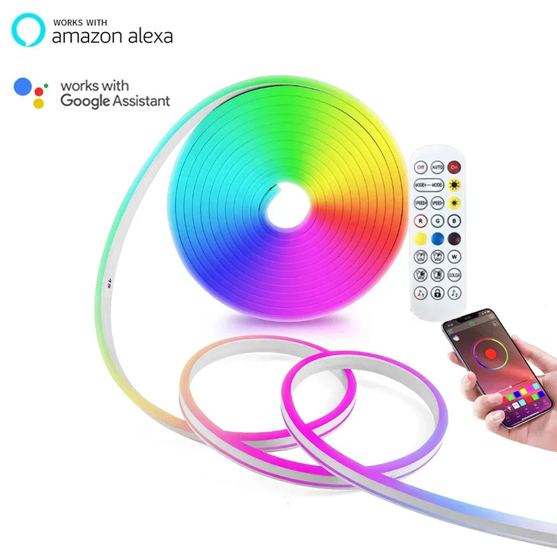 Smart RGB Neon Rope Light Waterproof LED Strip APP Remote Control Music Sync Tuya Alexa Google Home Decor Lamp