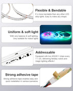 WS2811 Dual IC RGBCCT COB LED Strip Light High Density Chasing Running Addressable RGB LED Tape Support 3000K-6000K CCT Dimmable