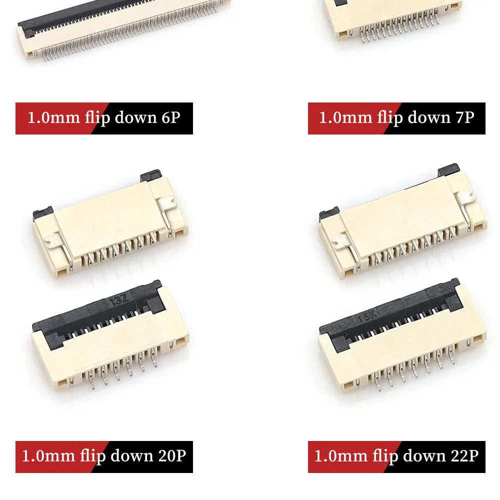 10pcs 4P 5P 6P 8P 10P 12P 14P 16P 20P 22P 24P 30P 34P 0.5mm/1mm Pitch Under Clamshell Socket FPC FFC Flat Cable Connector