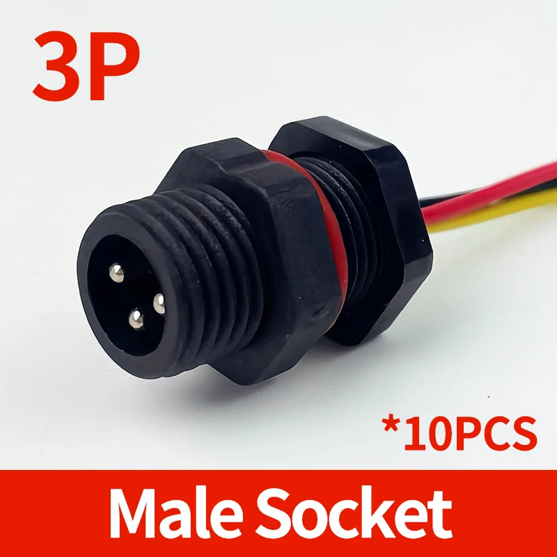 10PCS M12 IP65 Waterproof Aviation Connector Pre-wired Male Female Cable Plug 2P 3P 4P 5Pin Panel Mount Electrical Socket