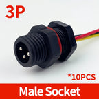 10PCS M12 IP65 Waterproof Aviation Connector Pre-wired Male Female Cable Plug 2P 3P 4P 5Pin Panel Mount Electrical Socket