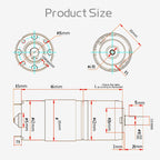 42GP-775 Planetary Gear Reduced DC Motor, 12V/24V, 10mm Output Shaft All-Metal Gears Torque up to 253KG Reversible Brushed Motor