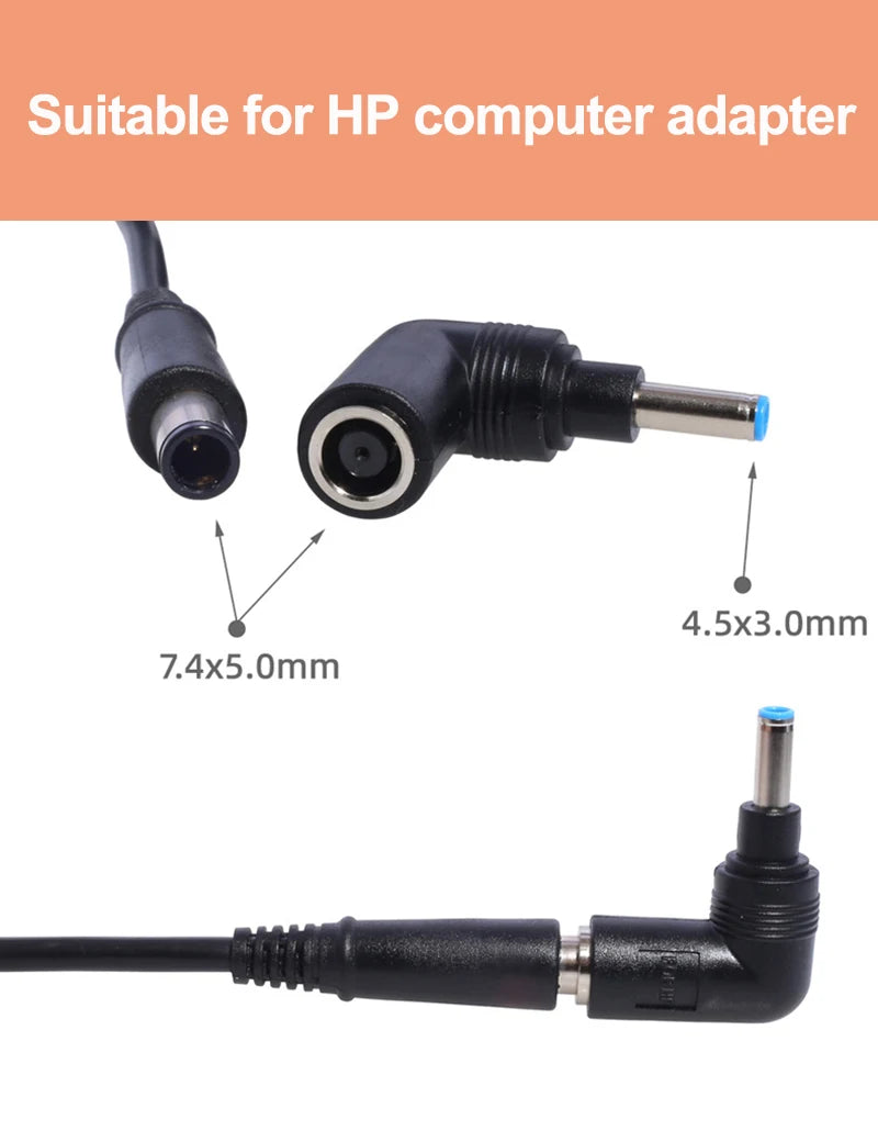 DC Power Adapter Plug for HP Dell DC Jack 7.4*5.0mm Female to 4.5*3.0mm Male with Pin Converter for Laptop Notebook