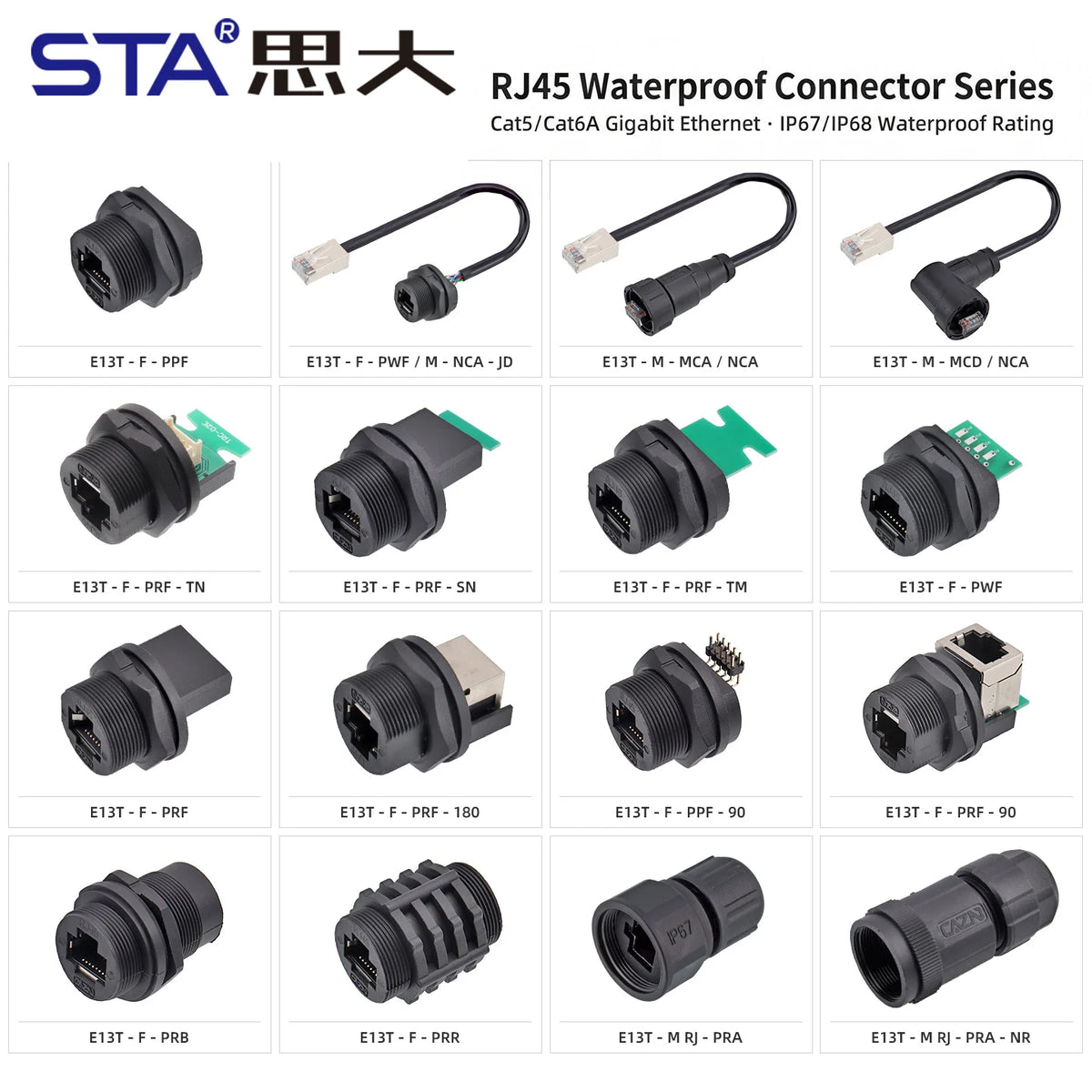 OEM/ODM RJ45 IP67/68 Waterproof Ethernet Aviation Round Connector Threaded Female PCB POE Network Cable socket