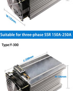 LCTC Radiator With Fan For Three Phase Solid State Relay SSR Heat Sink 100A 120A 3-phase Relay DC 48V Y-150