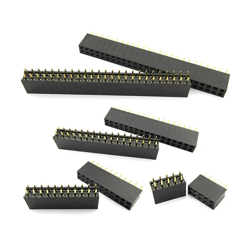 10Pcs 2.54mm Straight Dual 2X2/3/4/5/6/7/8/9/10/11/12/18/20/24/25/30/40P PH8.5mm Double Row Gold Rohs PCB Female Header Socket