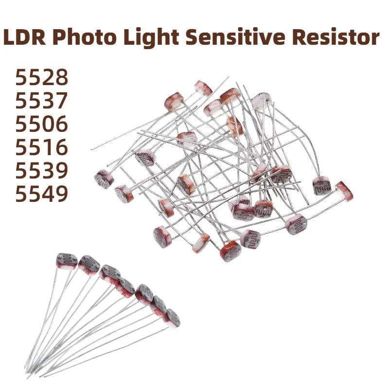 50-100PCS LDR Photo Light Sensitive Resistor Photoelectric Photoresistor 5528 GL5528 5537 5506 5516 5539  For Arduino