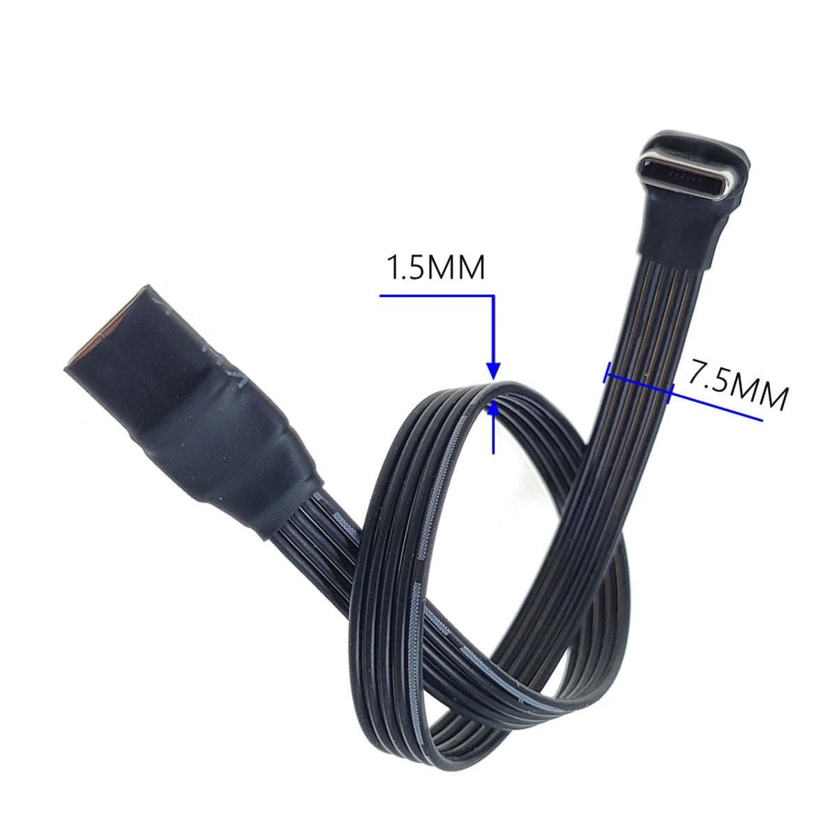 5CM 10CM 30CM USB 2.0 Type-C Flat Cable Extension FPC Cable USB 2.0 USB-C 90° Up/Down Angled Plug 5CM-1M