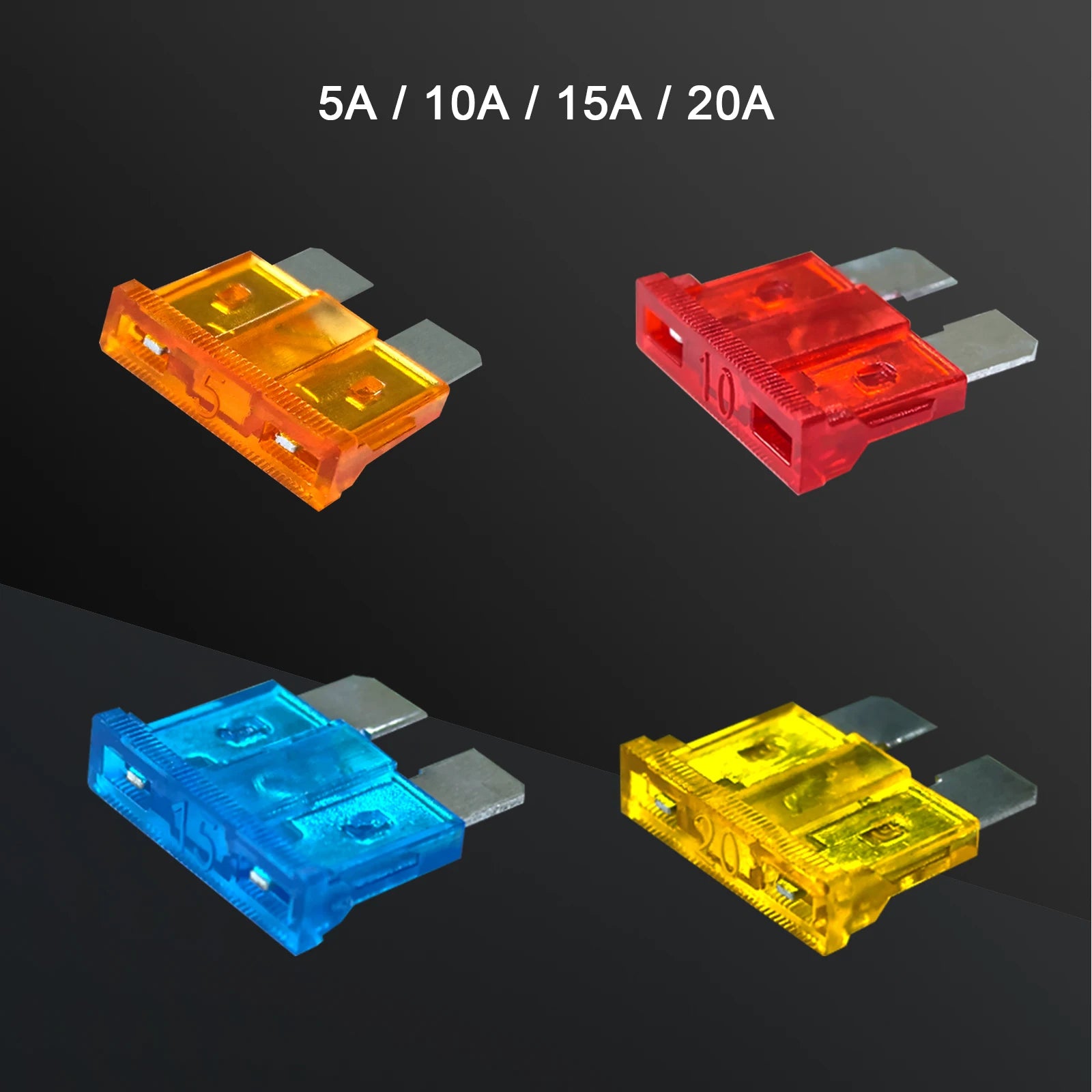 100Pcs Car Blade Fuses 3A 5A 10A 15A 20A 30A 40A Standard Auto Fuses ATO 12V 24V 32V Automotive Fuse