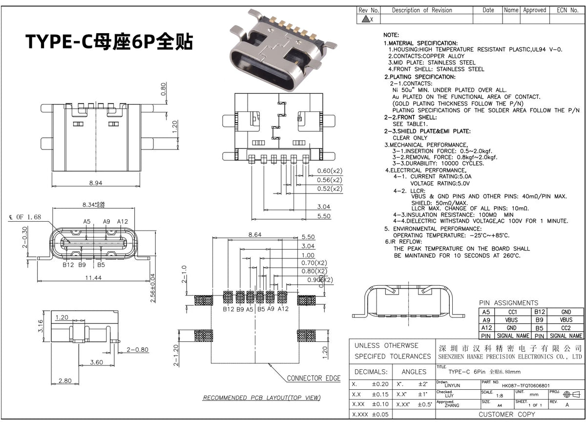 USB Connector Type C Female Charging Port Jack 2/4/6/16 Pin Type-C Socket PCB Soldering SMD SMT DIY Repair Type C Adapter