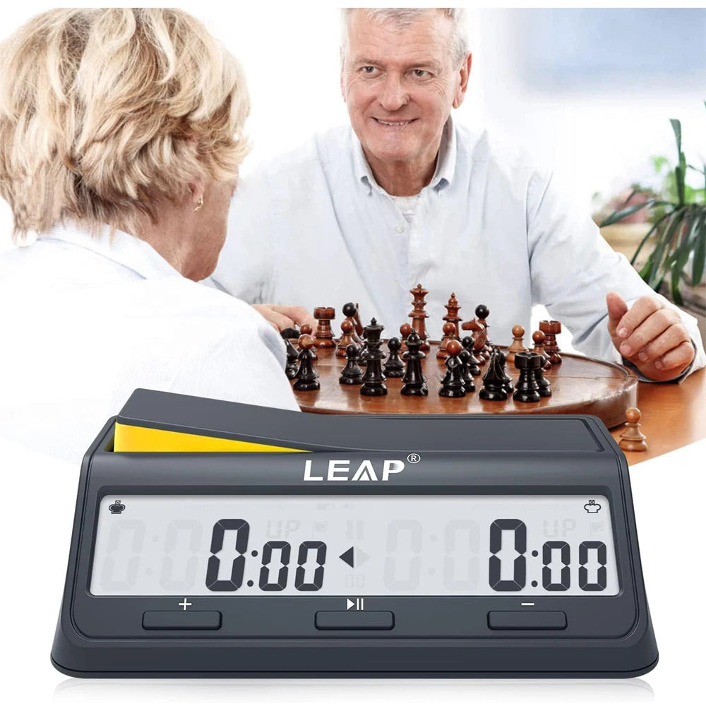LEAP PQ9917 Chess Clock Digital Chess Timer for Board Game and Chess Timer with Bonus & Delay Count Down up Alarm Black/Orange
