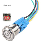 12/16mm Latching Push Button Switch IP65 Waterproof Stainless Steel Self-Locking 1NO 1NC Power Symbol Pattern for Power Applicat