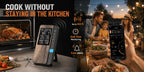 Wireless Meat Thermometer Digital Bluetooth Probe Thermometer Rechargeable with LCD Screen & Mobile APP for BBQ Oven Rotisserie