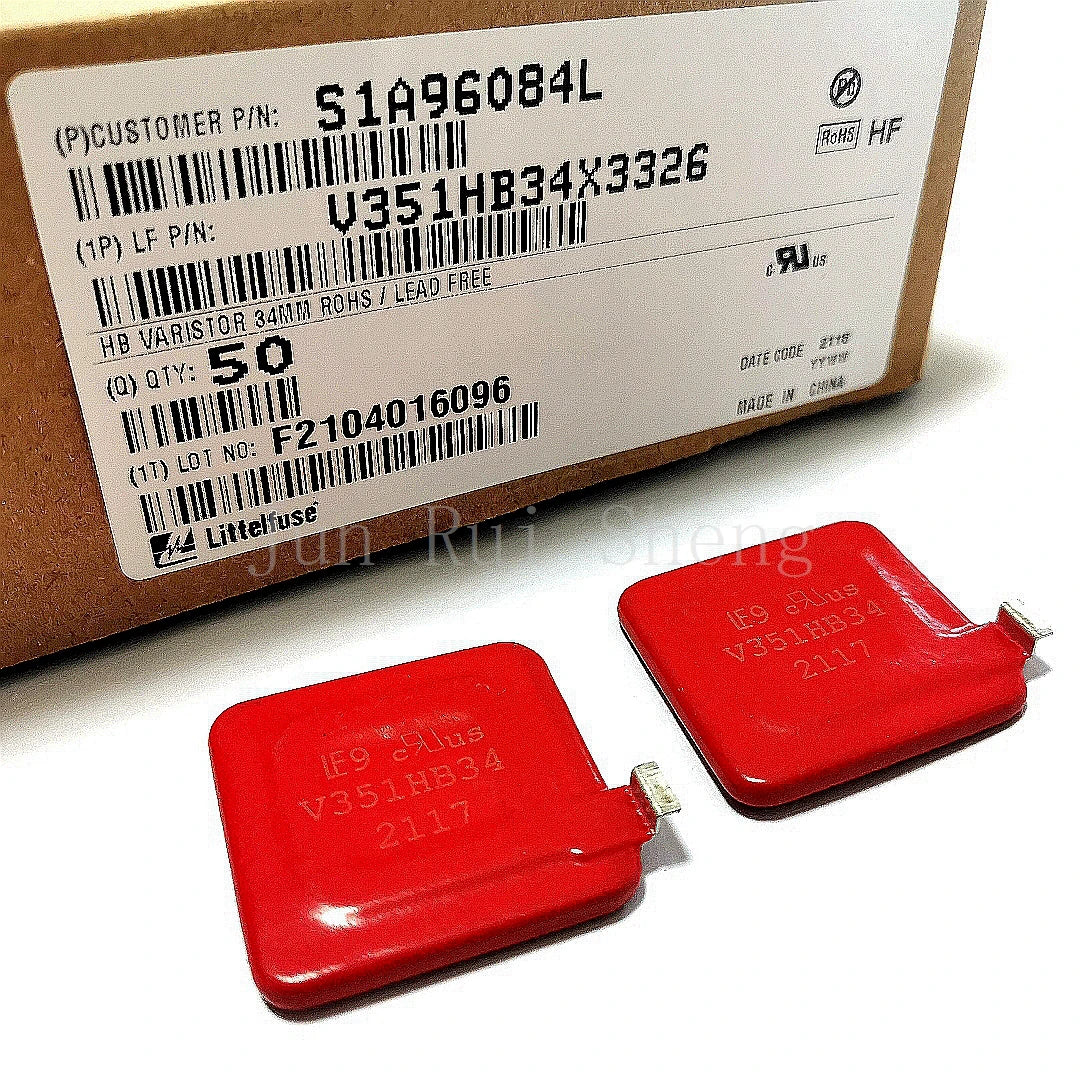 2PCS V351HB34 High Power Square Red Varistor V351HB34X3326 34MM AC350V DC460V 500W 40KA 3600PF MOV Transient Surge Suppressor
