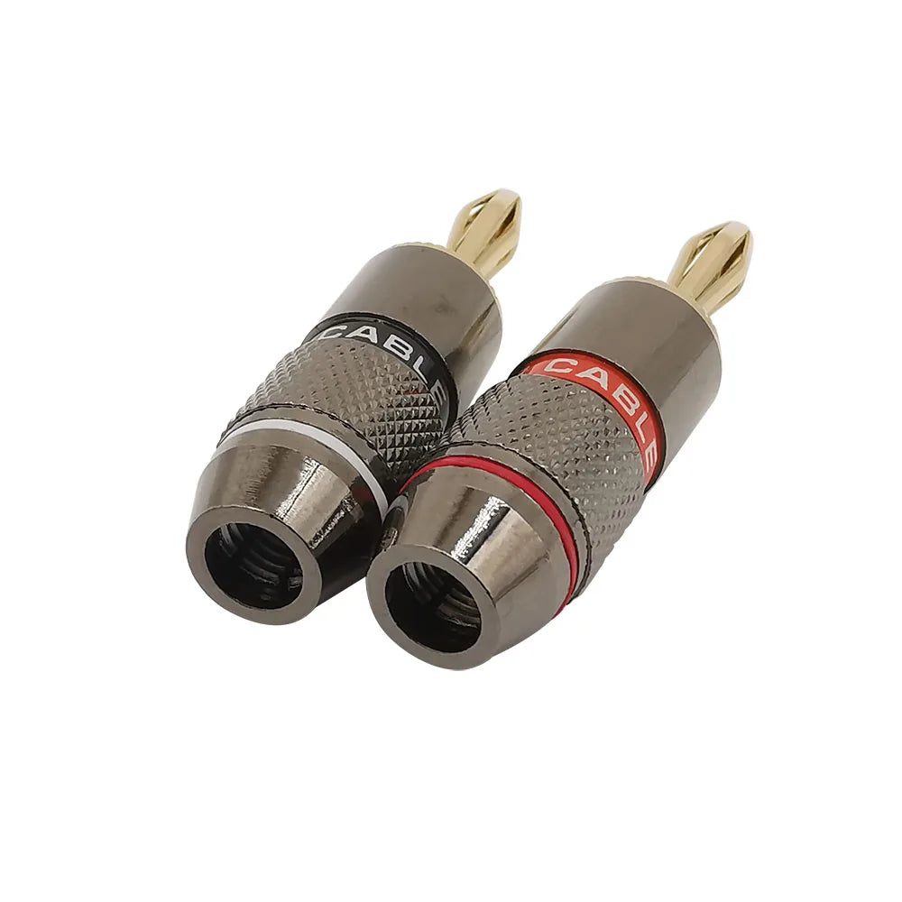 8Pcs 4mm Banana Plug 24K Gold Plated Pure Monster Copper Speaker Adapter Screw  Plugs Audio Connectors