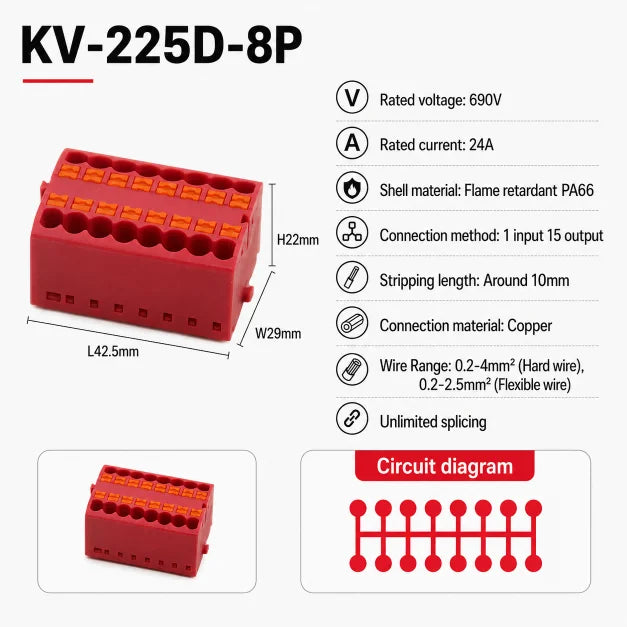 DIN Rail Terminal Block 1/5/10PCS 2.5mm2 Push In Quick Connect Electrical Wire Connector Modular Power Distribution Block