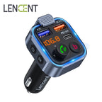 LENCENT FM Transmitter Wireless Bluetooth 5.0 Handsfree Car Kit with Type-C PD 20W+ QC3.0 Fast USB Mp3 Player