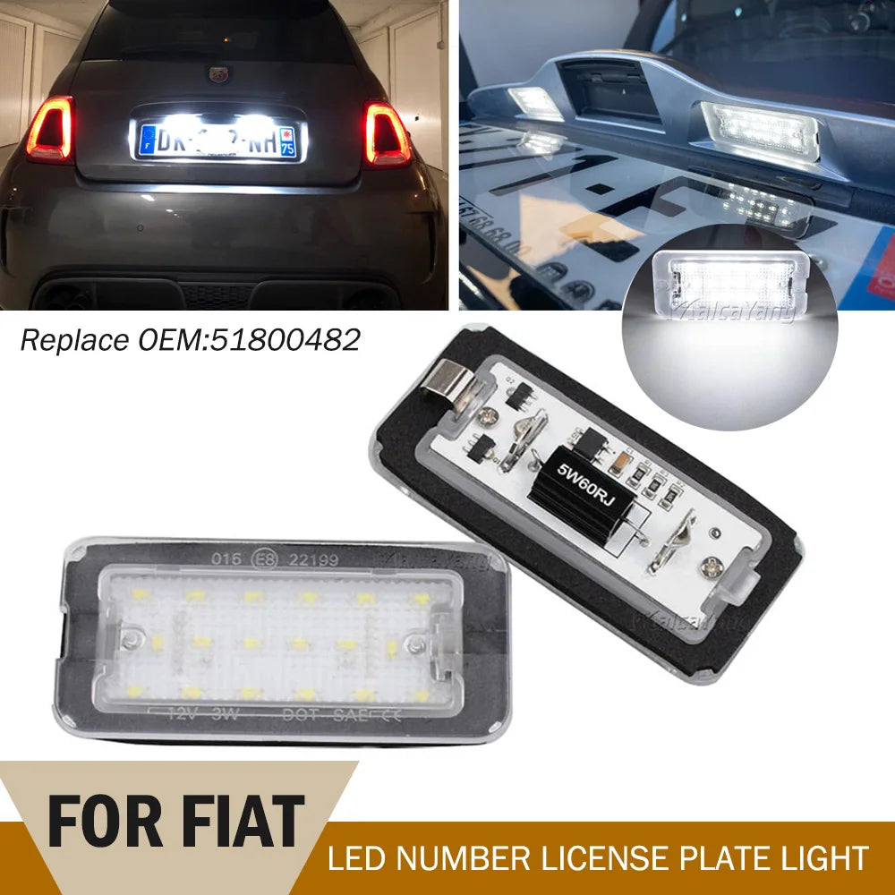 2x Fits For Fiat 500 / Abarth 500 2007-2020 CANbus Xenon White Led Number License Plate Lights