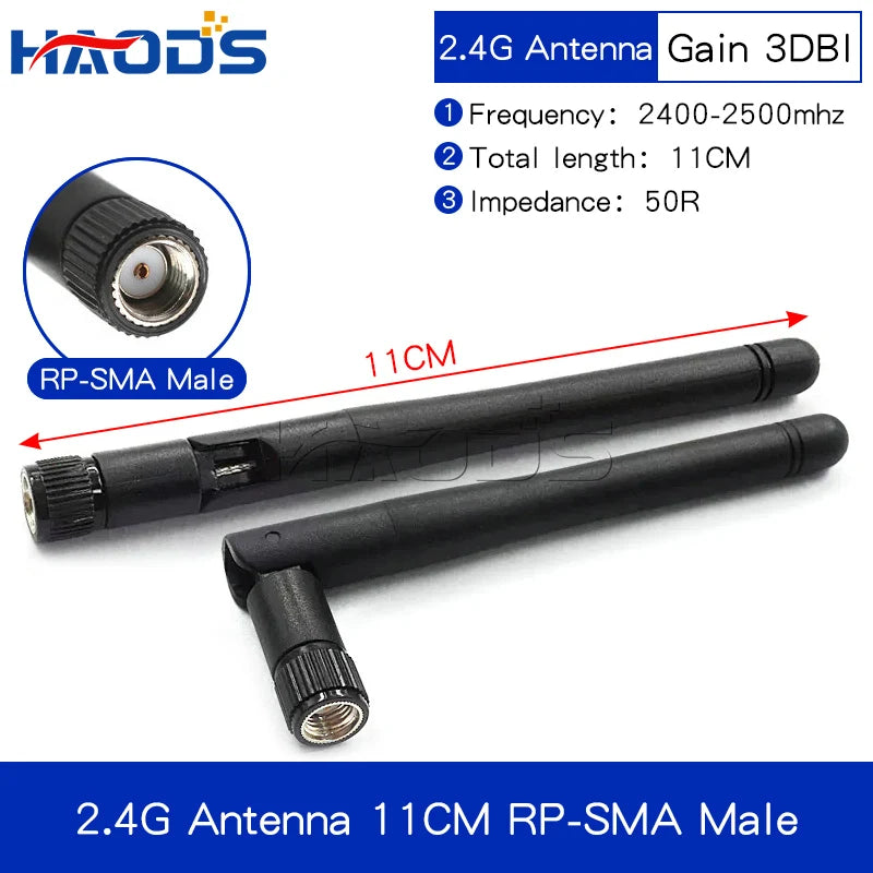 2PCS 2.4G Antenna Fold Glue Stick 3DBI WLAN Router Antenna Wifi Module Signal Enhancement 2400-2500mhz SMA Male Connector 6DBI