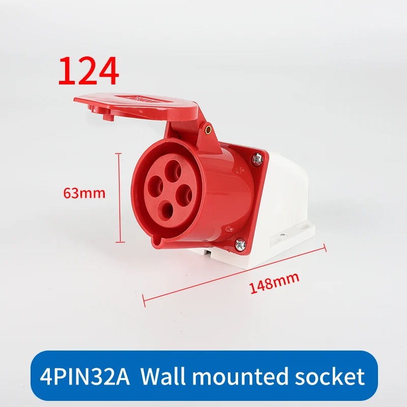 1 PCS 32A Aviation Industry Plug Socket Connector 3P/4P/5P IP44 Waterproof Surface Installation Wireless Concealed Installation