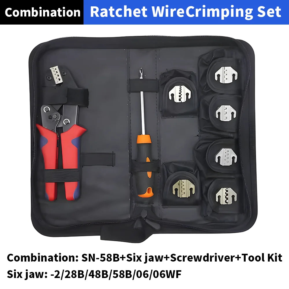 Electrician Pressed Pliers Crimping Tool with Interchangeable Dies Ratcheting Wire Crimper for Electrical Terminals Connector