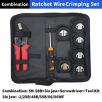 Electrician Pressed Pliers Crimping Tool with Interchangeable Dies Ratcheting Wire Crimper for Electrical Terminals Connector