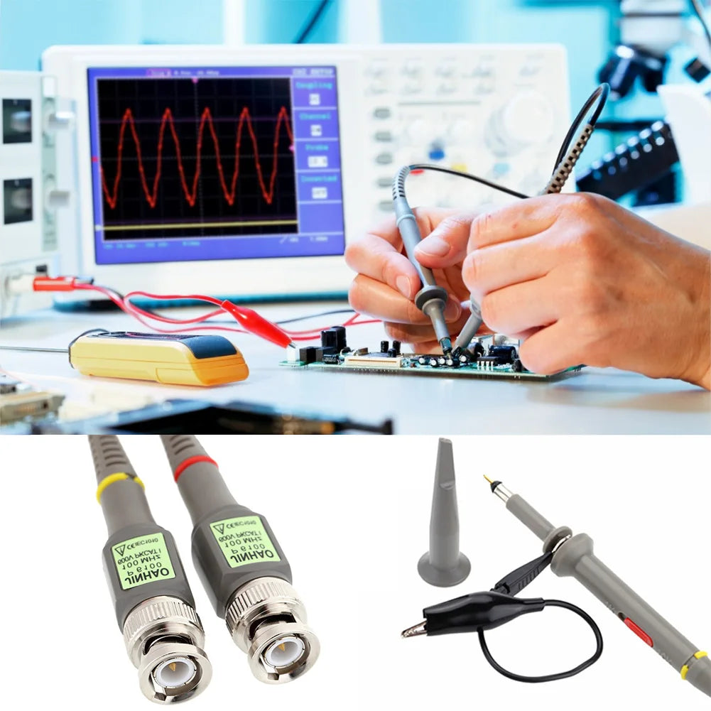 2pcs P6100 BNC Oscilloscope Probe Kit DC-6MHz DC-100MHz 1X 10X High Precision Scope Analyzer Clip Testing Probes