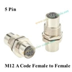 M12 A Code 5Pin Male to Female Converter IP67 Shielded Bulkhead Feedthrough Panel Mount Connector Receptacle 60V 4A for NMEA2000