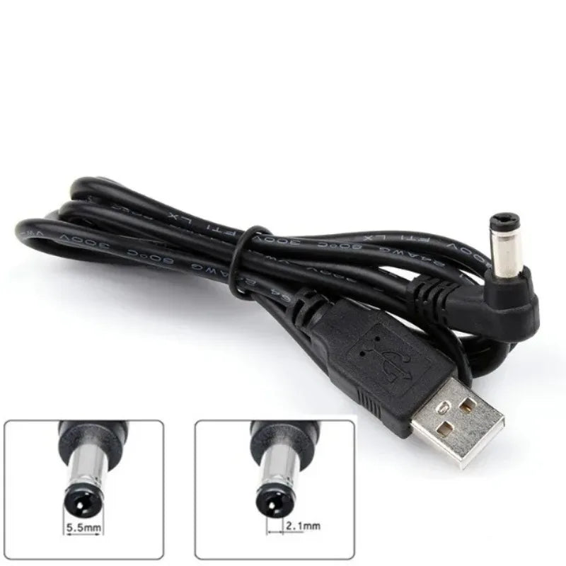 USB 2.0 Type A Male to Right Angled 90 Degree 5.5 X 2.1mm DC 5V Power Plug Barrel Connector Charge Cable 100cm