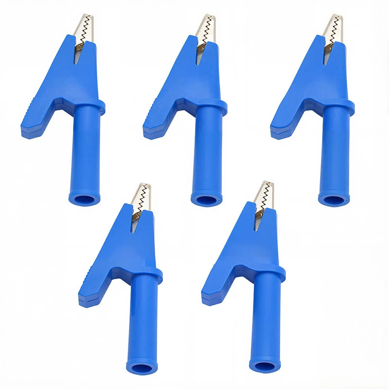 5pcs Pure Copper Insulated Test Alligator Clip 10MM Opening With 4MM Jack Safety Crocodile Clamps