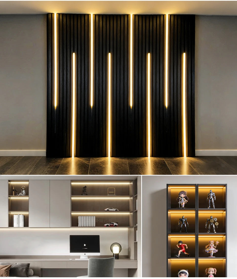 12V Acoustic Wall Panel Decor Lamp More Covert Dimmable Black PCB COB Light Strip With Touch Swtich,For TV Cabinet Backlight