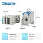 UKK Distribution Box One In Several Out Power Electrical Connector Junction Din Rail Terminal Block UKK80A/125A/160A/250A/400A