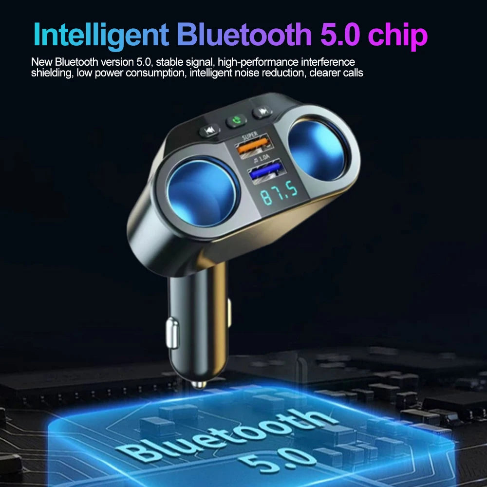 KEBIDUMEI Bluetooth 5.0 Car Adapter Cigarette Lighter USB PD QC3.0 Super Fast Charging Digital Display Charger Car Accessories