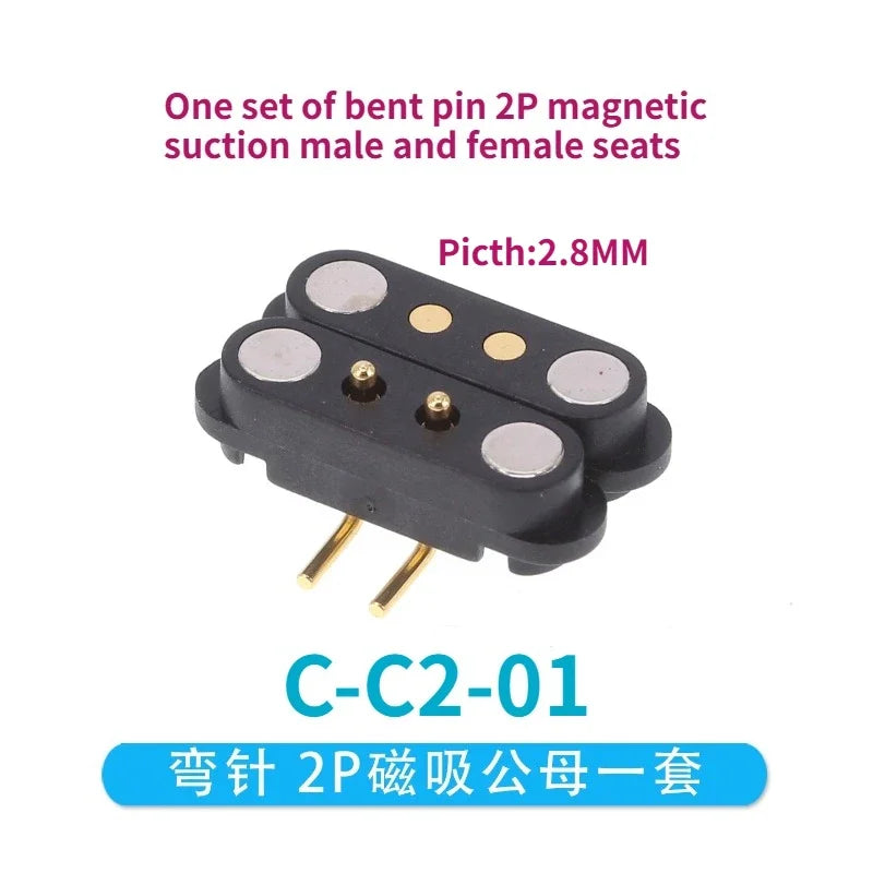 1/5 Set Waterproof DC Magnetic Pogo Pin Connector 2 3 4 5 6 7 8 9 Poles 2.54 MM Pogopin Male Female Contact Strip 90 Degree