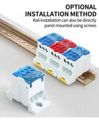 UKK 80A-500A High Current DIN Rail Power Distribution Block One Input Multiple Output Electrical Terminal Connector ```