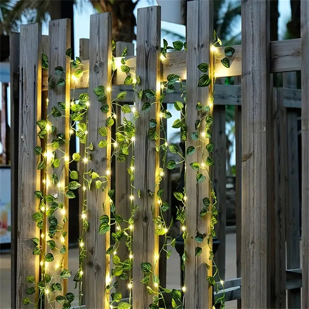 2M 20 LED Green Leaf String Light Garden Lights New Year Decorations String Lamp Wedding Thanksgiving Christmas Decoration