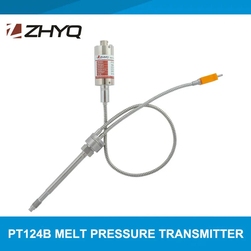 ZHYQ PT124B-123 PT123B-123T 6pin Melt Pressure Transducer Transmitter with Thermocouple Type J K 4-20mA 0-10V