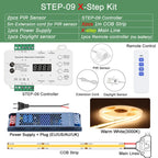 COB LED Strip PIR Motion Sensor Stair Lights Kit Step by Step Control Indoor Smart Staircase Lighting Controller with Main Line