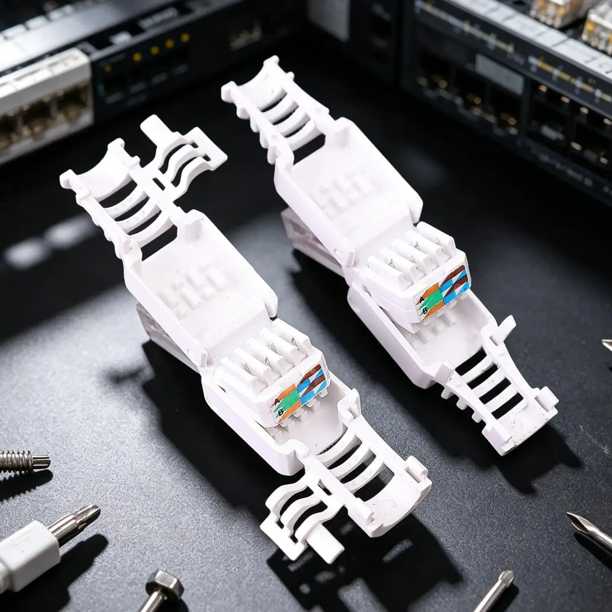 1/2Pcs Tool Free RJ45 Connector for UTP CAT6A/CAT6/CAT5E No Crimper Internet RJ 45 for 23awg-26awg Toolless LAN Cord Ends