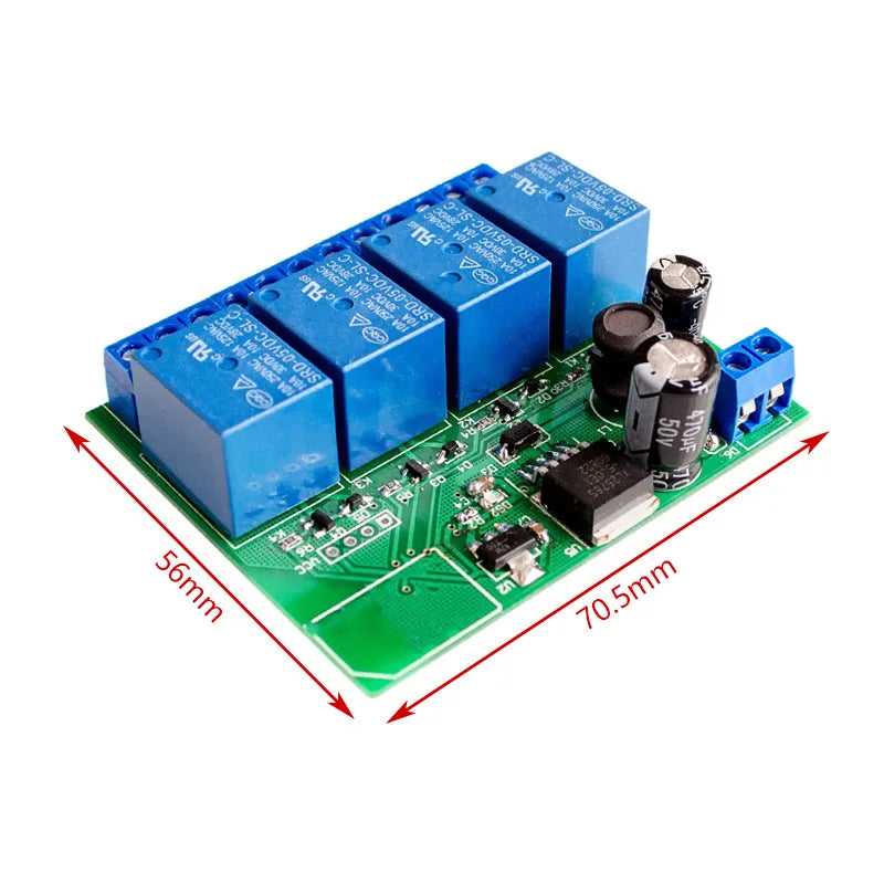 ZLRC04 4-Channel Relay Module - Wireless BLE BT 4.0 Switch for IOS/Android, Smart Home & IoT Remote Control