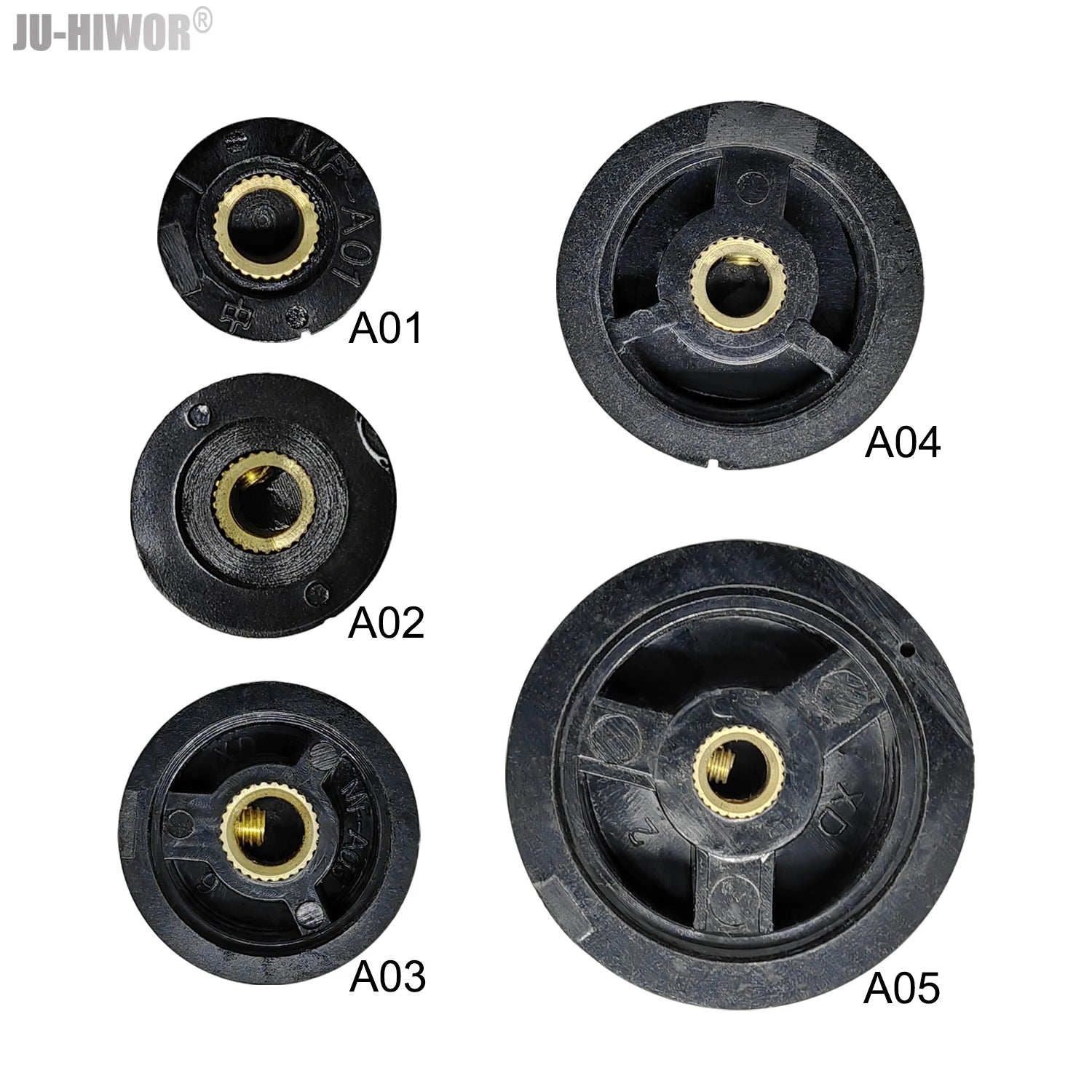 2pcs A01 A02 A03 A04 A05 Silver Tone Top Potentiometer Volume Control Rotary for 6.35mm Shaft Guitar Volume Knob