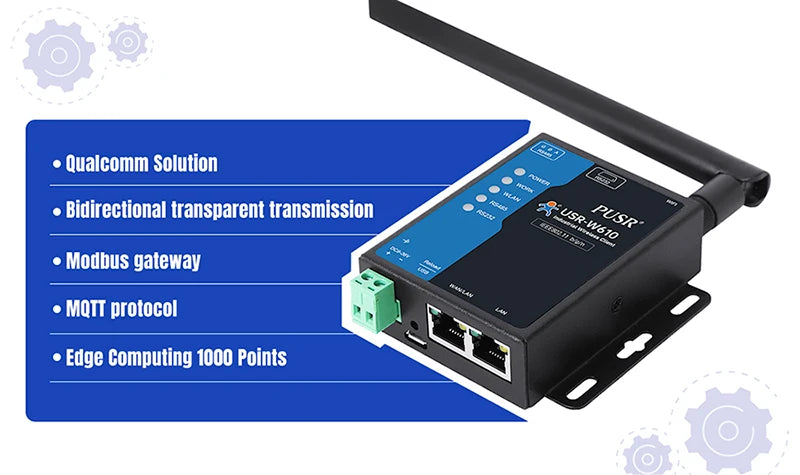 PUSR Serial RS485 RS232 to WiFi Converter Industrial Wireless Client Modbus Gateway MQTT Protocol USR-W610 (Qualcomm Version)